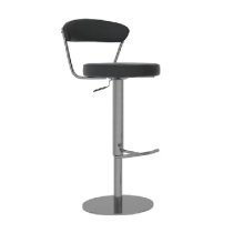 Glossop Black Leather Bar Stools With Chrome Base In Pair