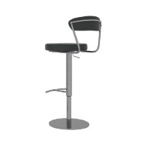 Glossop Black Leather Bar Stools With Chrome Base In Pair