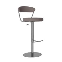 Glossop Taupe Leather Bar Stools With Chrome Base In Pair