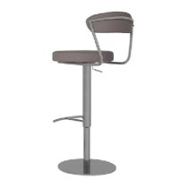 Glossop Taupe Leather Bar Stools With Chrome Base In Pair