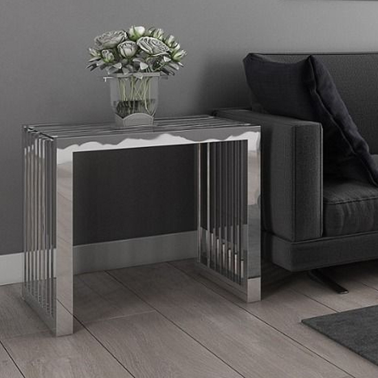 Hadlow Clear Glass Square Side Table In Chrome Frame