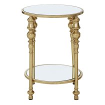 Martico 2 Tier Mirrored Glass Top Side Table With Gold Frame