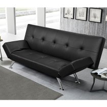 Venice Faux Leather Sofa Bed In Black With Chrome Metal Legs