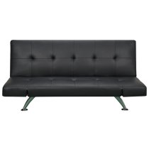 Venice Faux Leather Sofa Bed In Black With Chrome Metal Legs