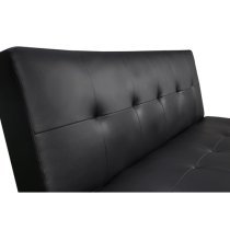 Venice Faux Leather Sofa Bed In Black With Chrome Metal Legs