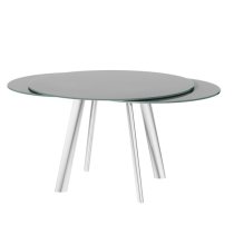 Osterley Grey Glass Extending Dining Table With Steel Legs