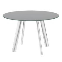 Osterley Grey Glass Extending Dining Table With Steel Legs