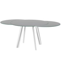 Osterley Grey Glass Extending Dining Table With Steel Legs