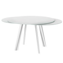 Osterley White Glass Extending Dining Table With Steel Legs