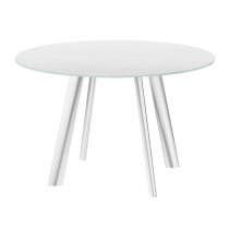 Osterley White Glass Extending Dining Table With Steel Legs