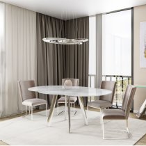 Osterley Swivel Extending White Glass Dining Table