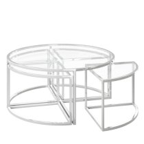 Ongar Clear Glass Nesting Coffee Tables With Chrome Frame