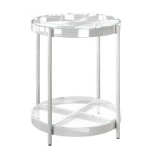 Ongar Glass Side Table With Stainless Steel Base