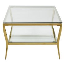 Arezza Clear Glass Top Coffee Table With Gold Steel Frame