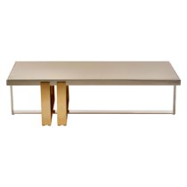 Cervantes Frosted Glass Top Coffee Table With Gold Metal Base