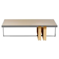 Cervantes Frosted Glass Top Coffee Table With Gold Metal Base