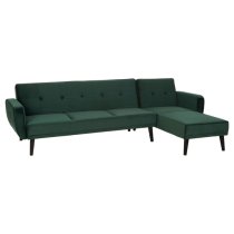 Porrima Upholstered Velvet 3 Seater Sofa Bed In Dark Green