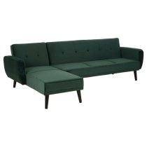 Porrima Upholstered Velvet 3 Seater Sofa Bed In Dark Green