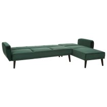 Porrima Upholstered Velvet 3 Seater Sofa Bed In Dark Green