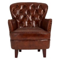 Sadalmelik Upholstered Leather Armchair In Mocha Brown