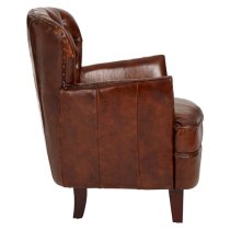 Sadalmelik Upholstered Leather Armchair In Mocha Brown