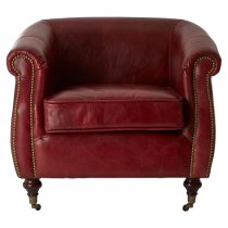 Sadalmelik Upholstered Leather Armchair In Red