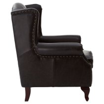 Sadalmelik Upholstered Leather Scroll Armchair In Black