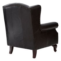 Sadalmelik Upholstered Leather Scroll Armchair In Black