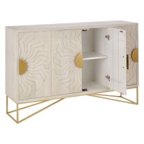 Nekkar Wooden Sideboard In Whitewash And Antique Brass