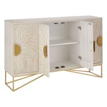 Nekkar Wooden Sideboard In Whitewash And Antique Brass