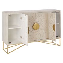 Nekkar Wooden Sideboard In Whitewash And Antique Brass