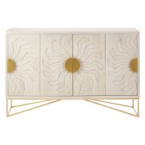 Nekkar Wooden Sideboard In Whitewash And Antique Brass