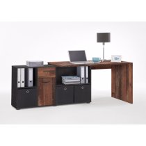 Flexi Modern Corner Computer Desk In Old Style Dark And Matera