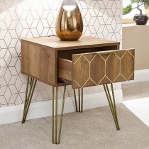 Ormskirk Lamp Table In Mango Wood Effect With 1 Drawer