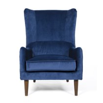 Freyton Velvet Upholstered Lounge Chair In Blue