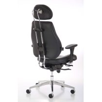 Chiro Plus Leather Headrest Office Chair In Black With Arms