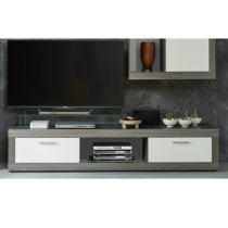 Jazz LED Living Room Furniture Set In White And Smokey Silver