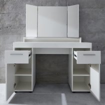 Amanda Dressing Table In White High Gloss With Mirror