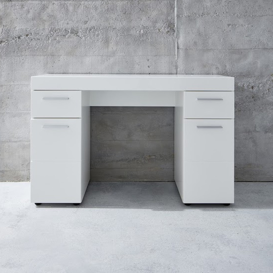 Amanda Wooden Dressing Table In White High Gloss