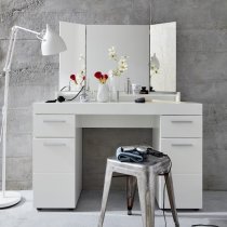 Amanda Wooden Dressing Table In White High Gloss