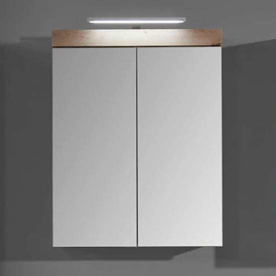 Amanda Wall Mirrored Cabinet In Knotty Oak