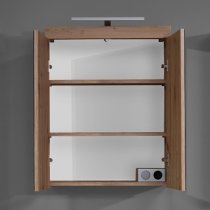 Amanda Wall Mirrored Cabinet In Knotty Oak