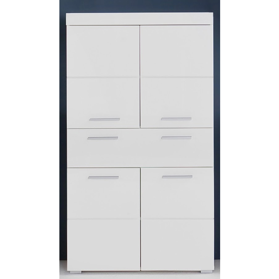 Amanda Floor Storage Cabinet In White Gloss With 4 Doors