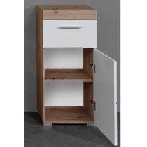 Amanda Small Storage Cabinet In White Gloss And Knotty Oak