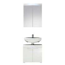 Amanda Bathroom Vanity And LED Mirror Set In White High Gloss