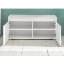 Amanda Shoe Storage Bench In White High Gloss