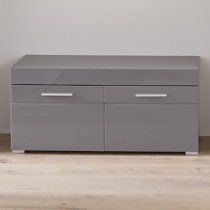 Amanda Shoe Storage Bench In Grey High Gloss