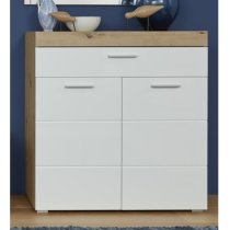 Amanda Shoe Storage Cabinet In White High Gloss And Knotty Oak