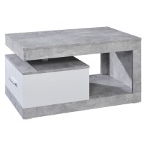 Ayano 1 Drawer Coffee Table In White And Stone Cement Grey