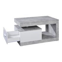 Ayano 1 Drawer Coffee Table In White And Stone Cement Grey